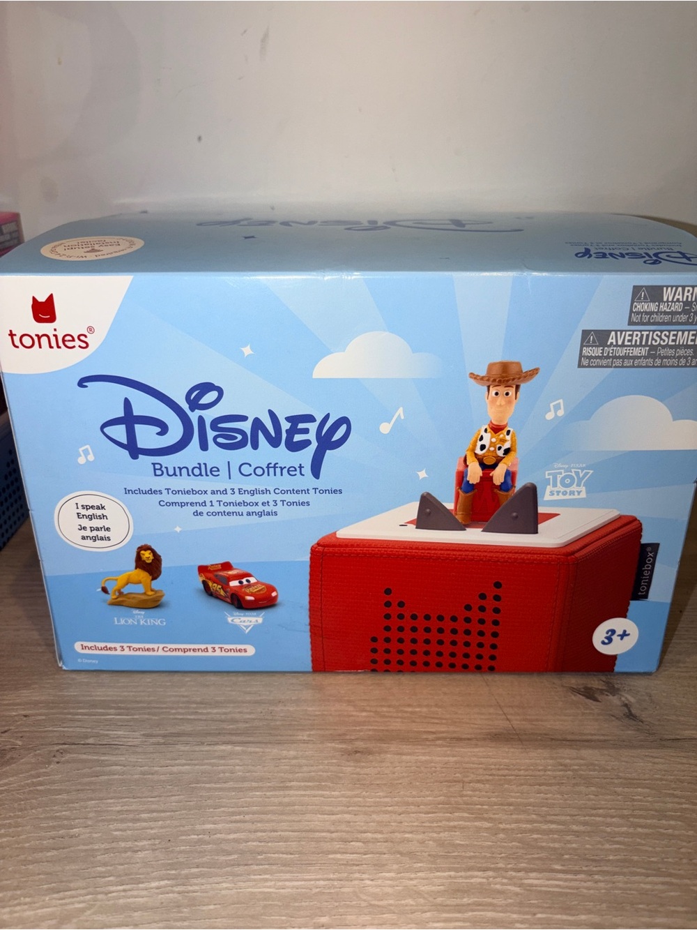 Toniebox Disney Bundle Red Audio Player 3 Tonies Toy Story Cars Lion King NIB